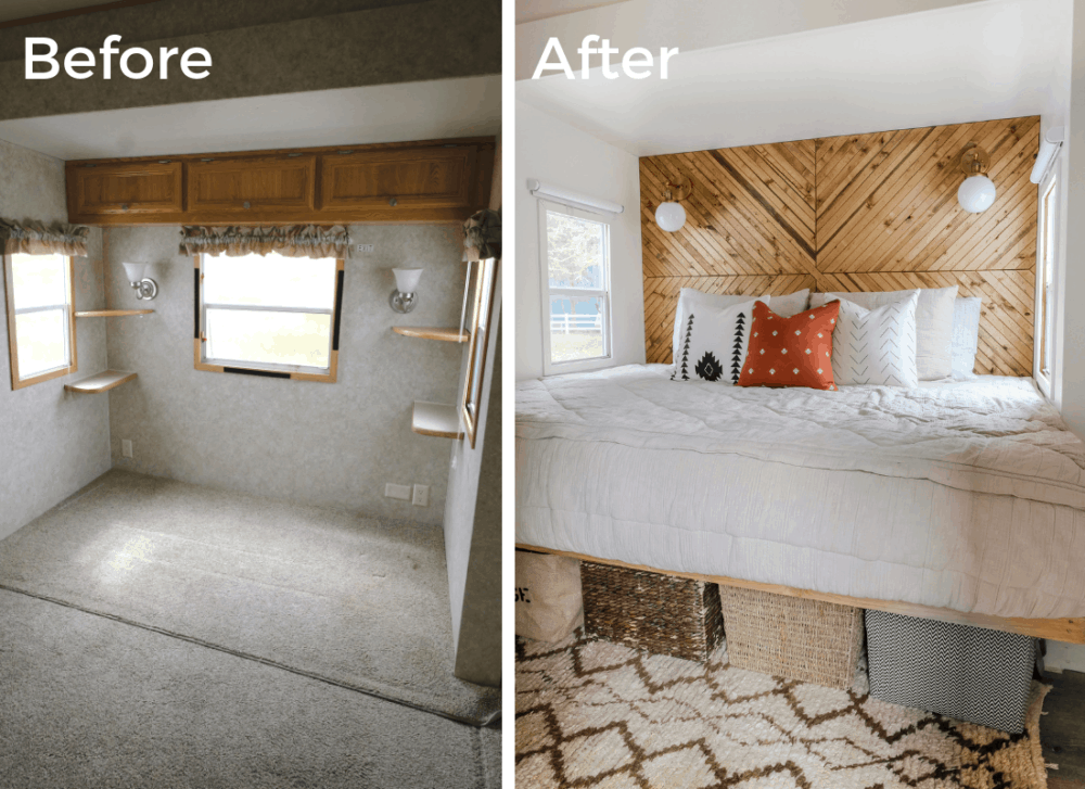 Rv Bedroom Remodel Camper Bedroom Before After